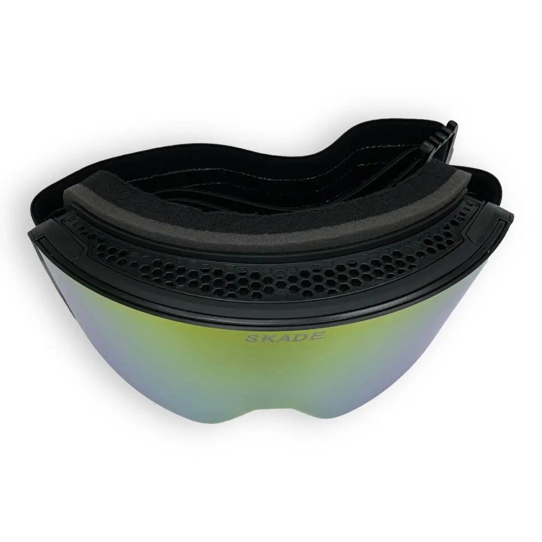 a close up of a pair of sunglasses on a white background