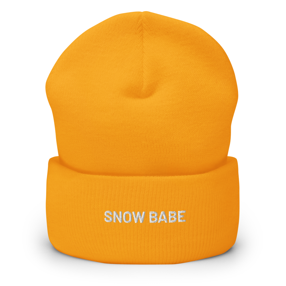 Cuffed Beanie Snow Babe White Letters Skade