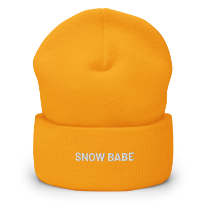 Cuffed Beanie Snow Babe White Letters Skade