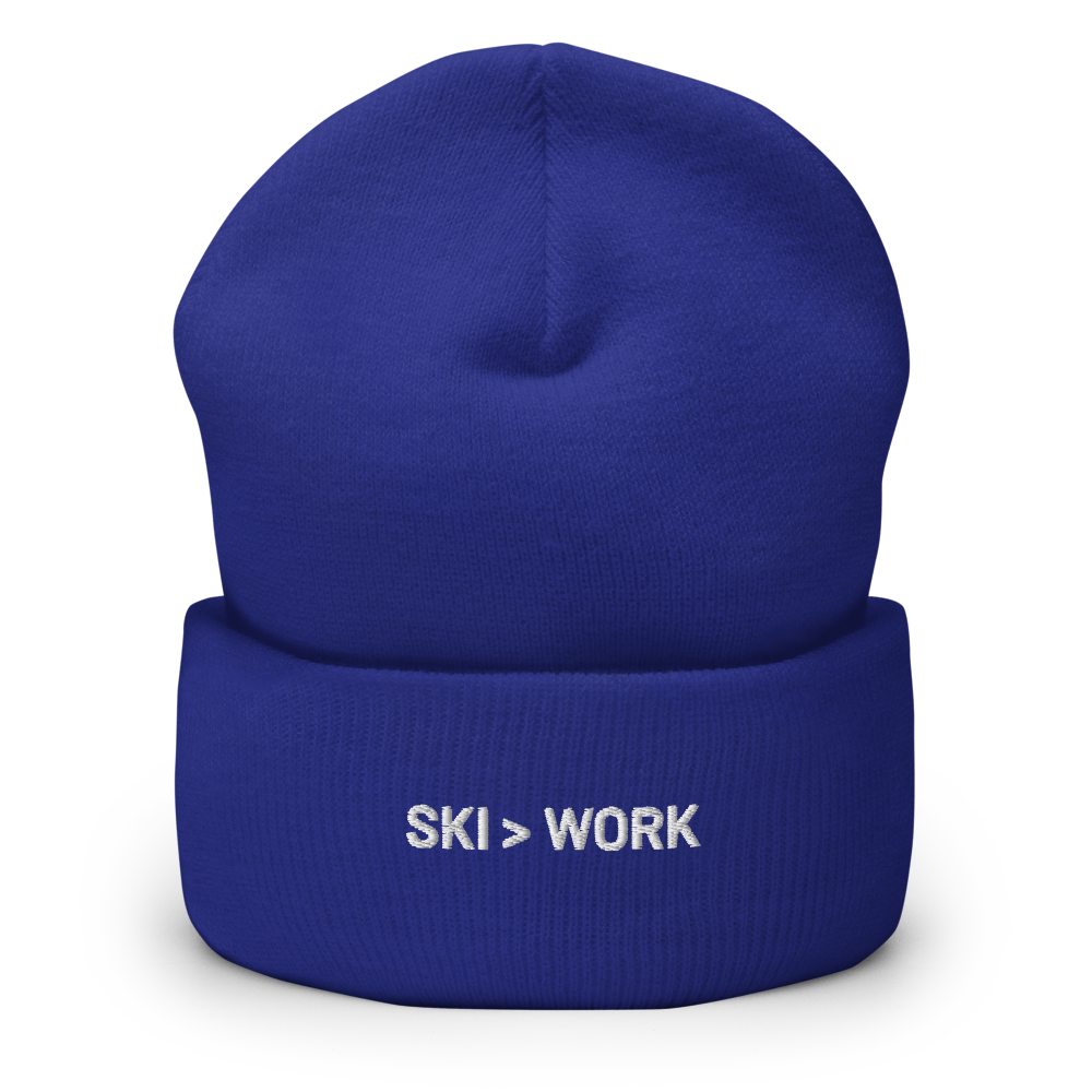 Cuffed Beanie Ski > Work White Letters Skade