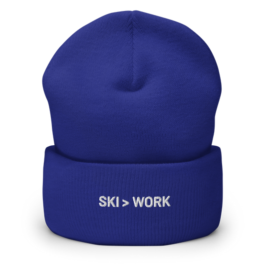 Cuffed Beanie Ski > Work White Letters Skade