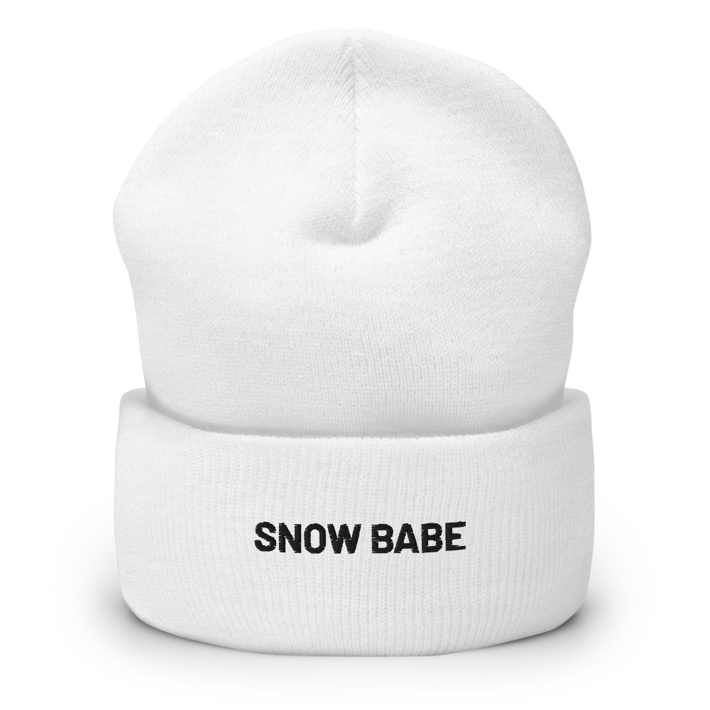 Cuffed Beanie Snow Babe Black Letters Skade