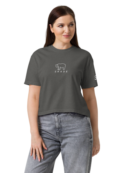 SKADE Women’s Heavyweight Boxy Tee – Bear Crest Edition Skade